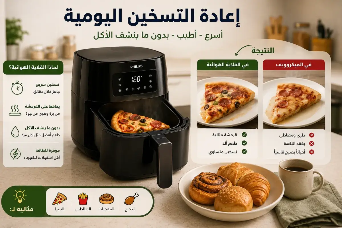 استخدام القلاية الهوائية لإعادة التسخين اليومية
