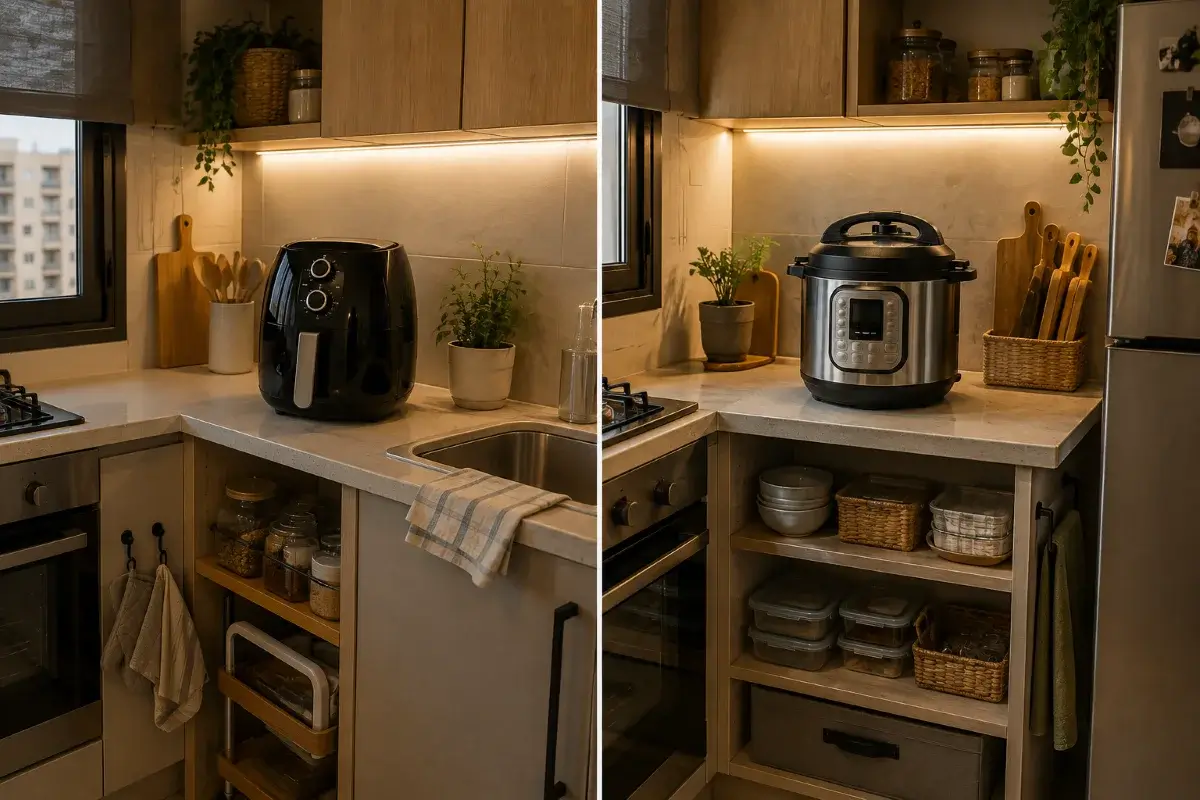 قلاية هوائية وMulti Cooker في مطبخ صغير محدود المساحة