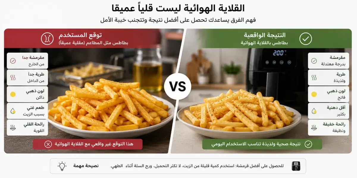 الفرق بين القلي التقليدي والقلاية الهوائية