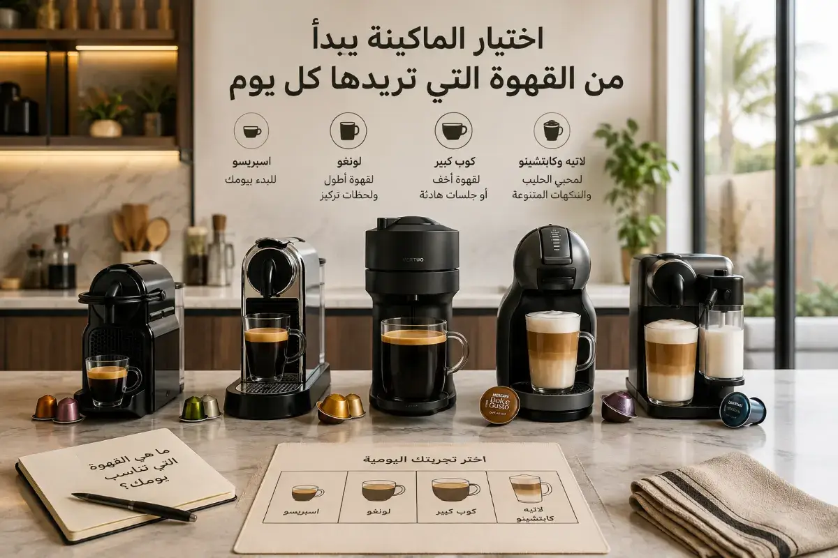 اختيار ماكينة قهوة كبسولات حسب نوع القهوة والاستخدام اليومي