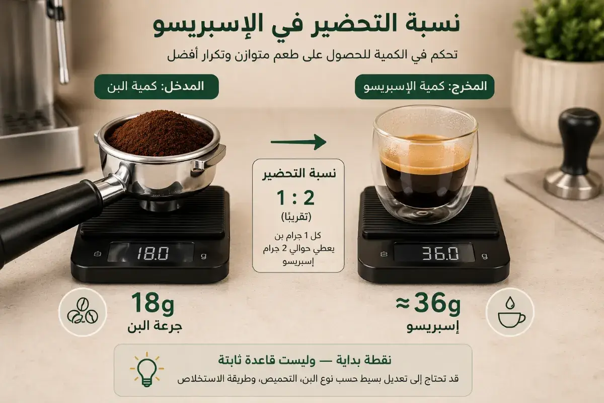 قياس جرعة البن وكمية الإسبريسو باستخدام ميزان القهوة